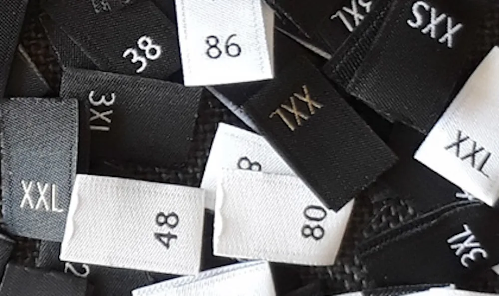 clothing size labels numbers letters