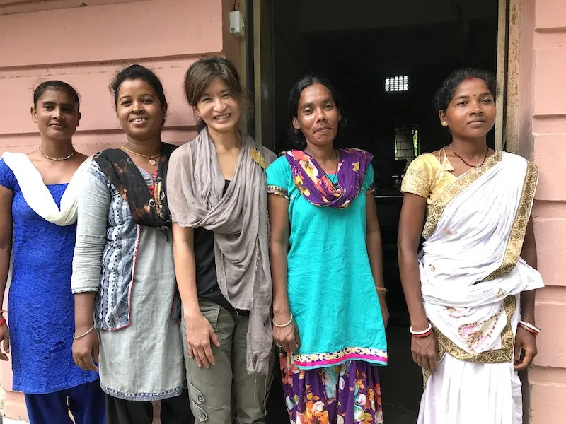 Ethical Kind founder with organi peace silk workers in India